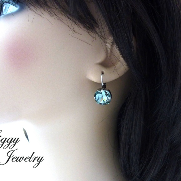 Black Diamond Earrings Made With Swarovski Crystal - Picture 5 of 8